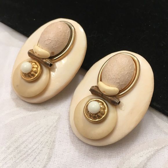 Vintage Jewelry - Vintage Multi Textured Unique Earrings